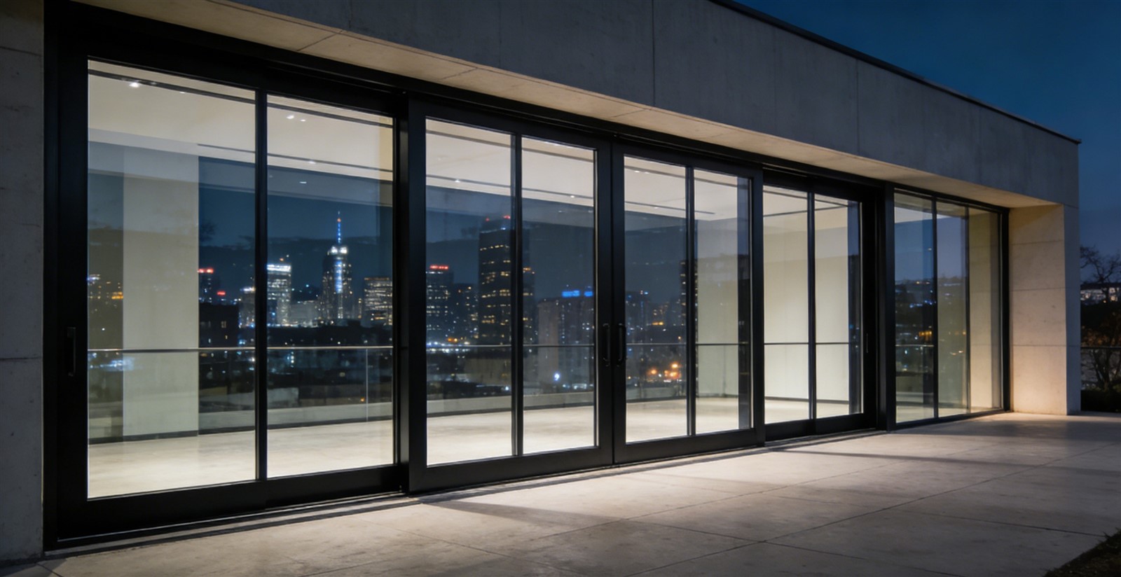 Energy-efficient aluminum lift and slide doors in modern villa design Energy-efficient aluminum lift and slide doors in modern villa design